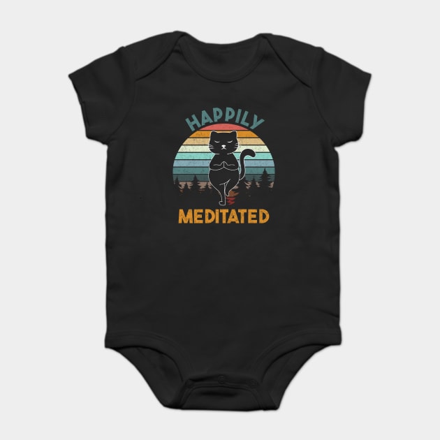 Happily Meditated Cute Cat Yoga Sunset design Baby Bodysuit by Luxinda